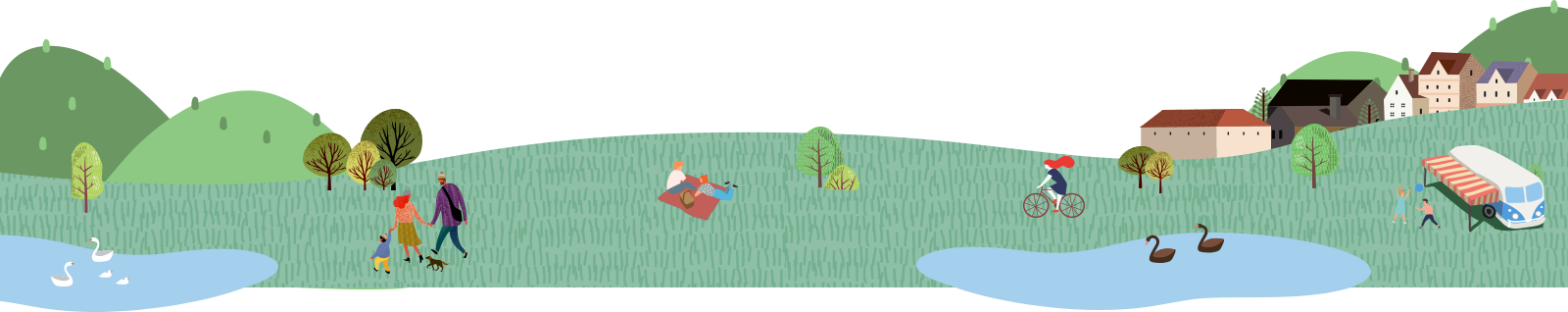 自然と人のイラスト